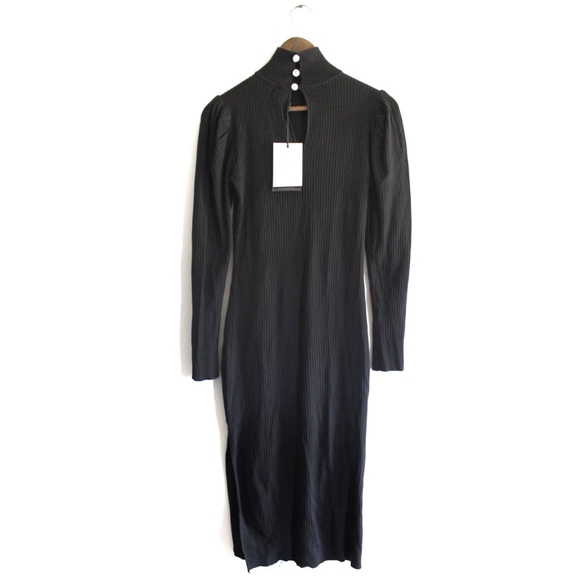 Who What Wear High Neck Puff Shoulders Ribbed Long Sleeve Dress NWT XS - Picture 5 of 8